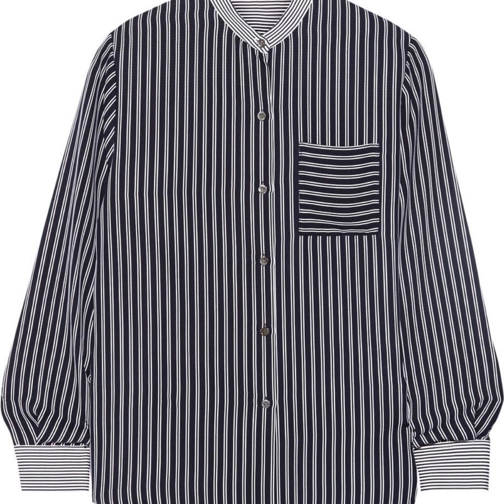Theory silk black and white silk top